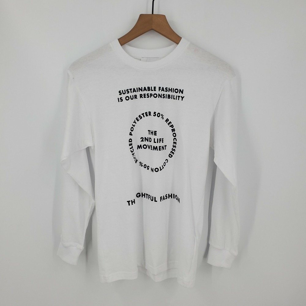 TOPSHOP 2nd Life Long‎ Sleeve Skater T-Shirt in White Size US 4 NWOT